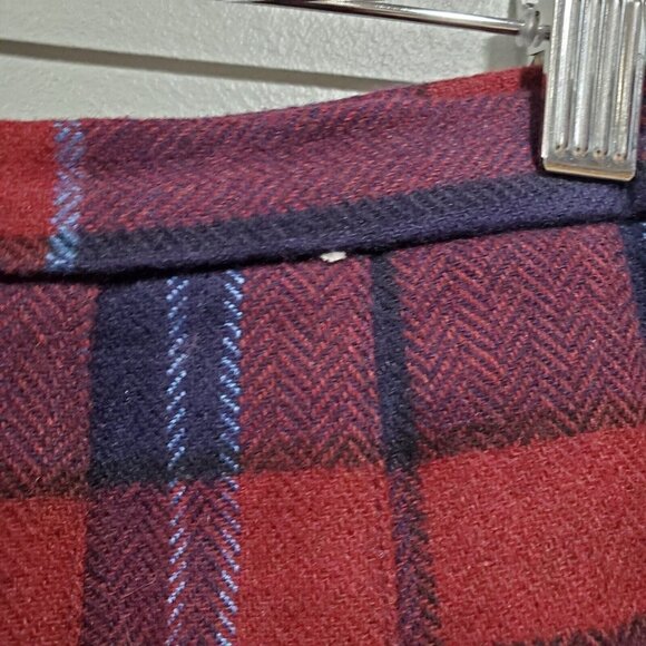 Vintage Madison Women's Wool Blend Plaid Pleated Skirt Red Blue Union Made Sz 12 - Picture 11 of 15
